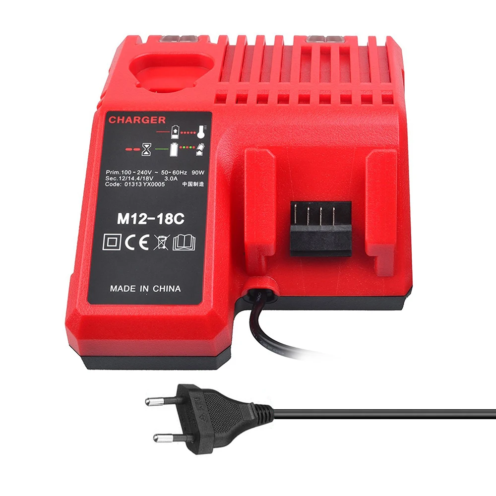 EU Plug M12-18C Li-Ion Батарея Зарядное устройство для Милуоки 12 V 14,4 V 18V C1418C 48-11-1815/1828/1840 M18 M14 M12 литий Батарея - Цвет: EU Plug