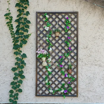 

Rot Proof Wooden Balcony Mesh Trellis Wall Hanging Flower Stand Solid Wood Pants Vine Climbing Shelf Garden Decoration Fence