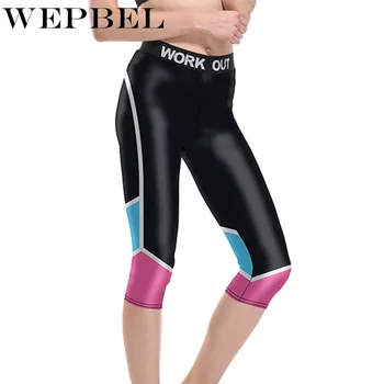 

WEPBEL Women's 3D Print Plus Size Leggings Fitness Capris Pants Red Blue Woman Slim Sporting Workout Short Leggings