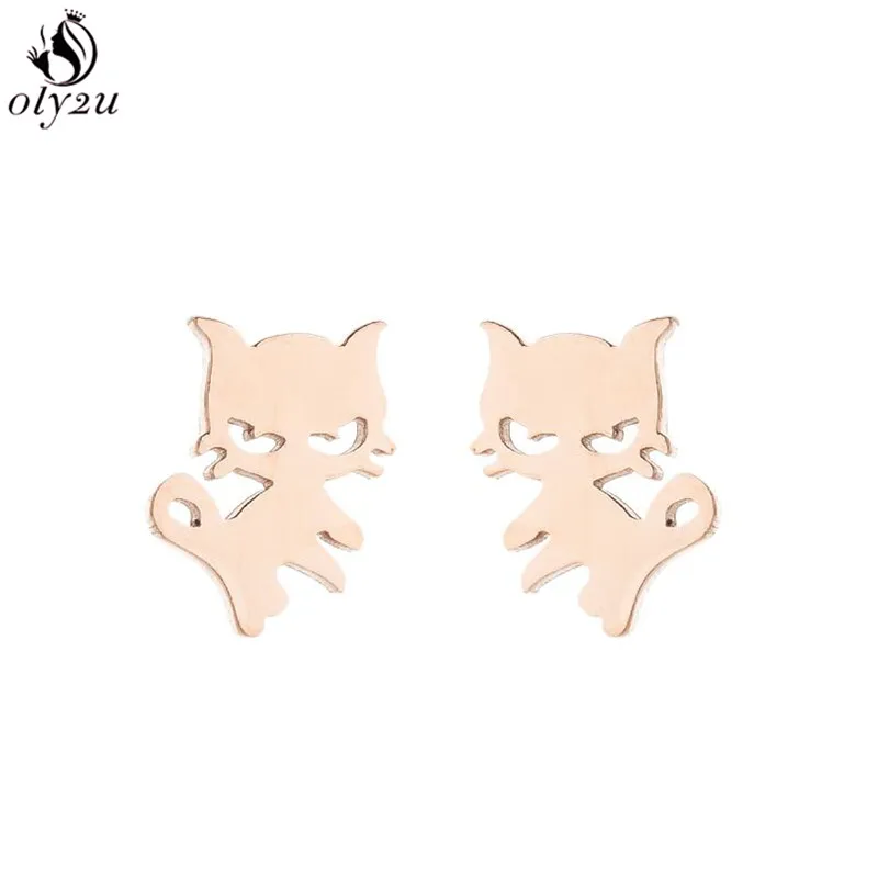 Lovely Stainless Steel Cat Earrings for Women Children Jewelry Trendy Cute Animal Dog Paw Stud Earrings Girls Birthday Gifts