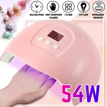 

54W Quick Dry Uv Gel Nail Lamp Led Dual Light Toes Nail Dryer Polish Curing 3 Timer