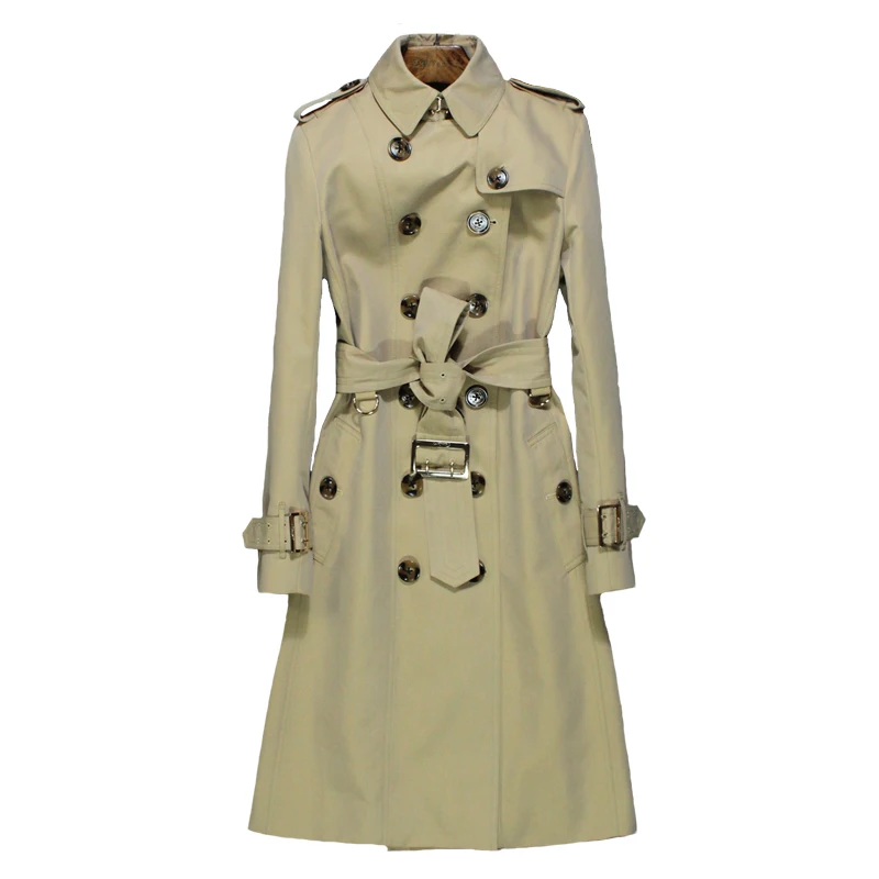 

2020 New Autumn England Style Long Trench coat women Classic Turn-down Collar Double Breasted High quality Womens windbreakers