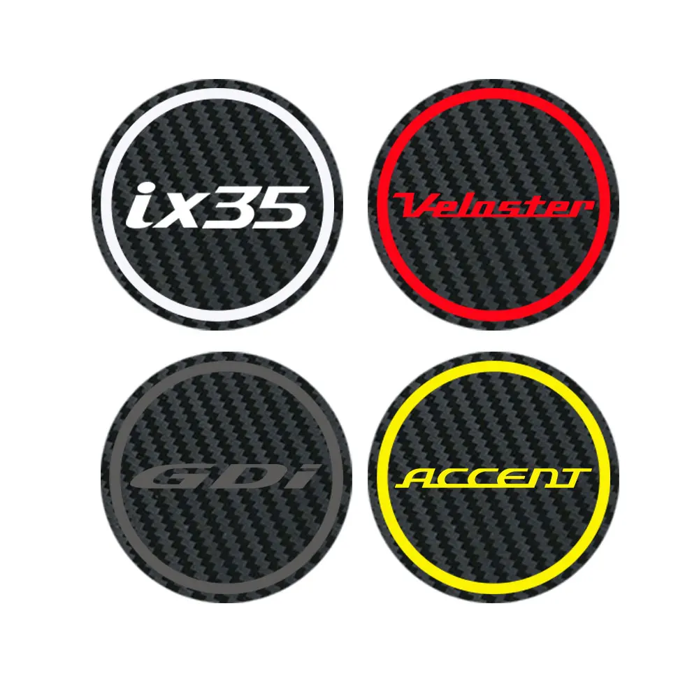 4pcs 50mm Carbon Fiber Style Black Car Wheel Hub Center Cap Cover Emblem Badge Sticker Decal