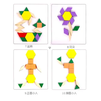 

New Cute Cartoon Animal Penguin Pattern Puzzles Boards Classic Toys Wooden Shapes Tangram Puzzle Box Toys
