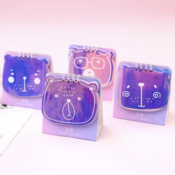 

2020 Adorable Laser Bear Series Desk Calendar DIY Mini Coil Calendars Daily Schedule Planner 2019.09~2020.12