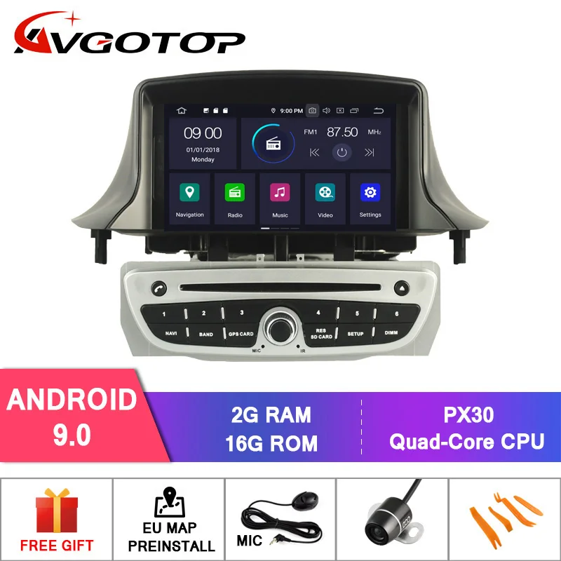 DE! AVGOTOP Android 9,0 4 Гб+ 64 ГБ Автомобильный dvd-плеер для RENAULT Megane III 2009-2011 ips HD экран навигация - Цвет: 2GB 16GB RD5515S