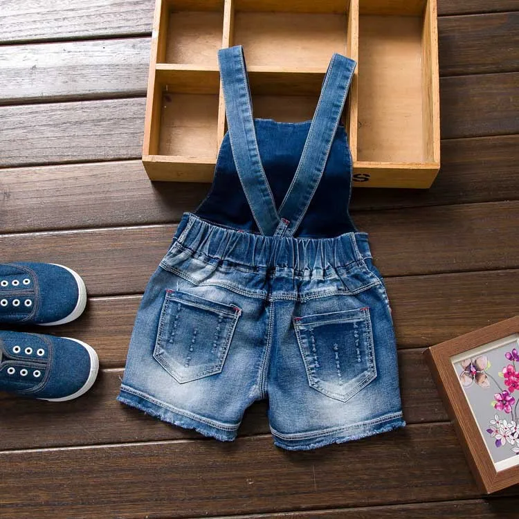 

CHILDREN'S Jeans 2018 Autumn New Style Children Girls Cowboy Suspender Pants Short