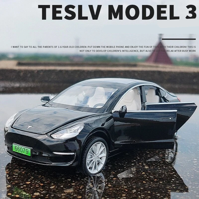 Модель автомобиля Tesla модель 3 из сплава литая под давлением металлические