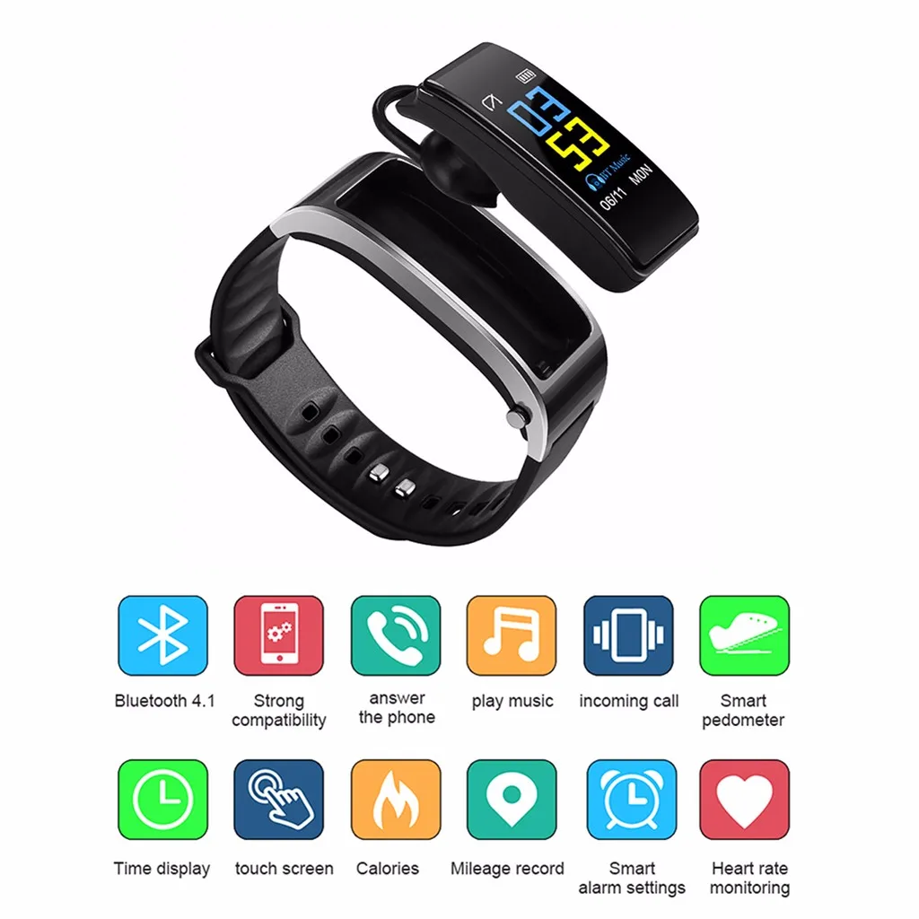 

2019 for wearable devices Y3Plus 2-in-1 Smart Bracelet With Blueteeth Earphone Smart Watch 0.96 Heart Rate support smartwatch