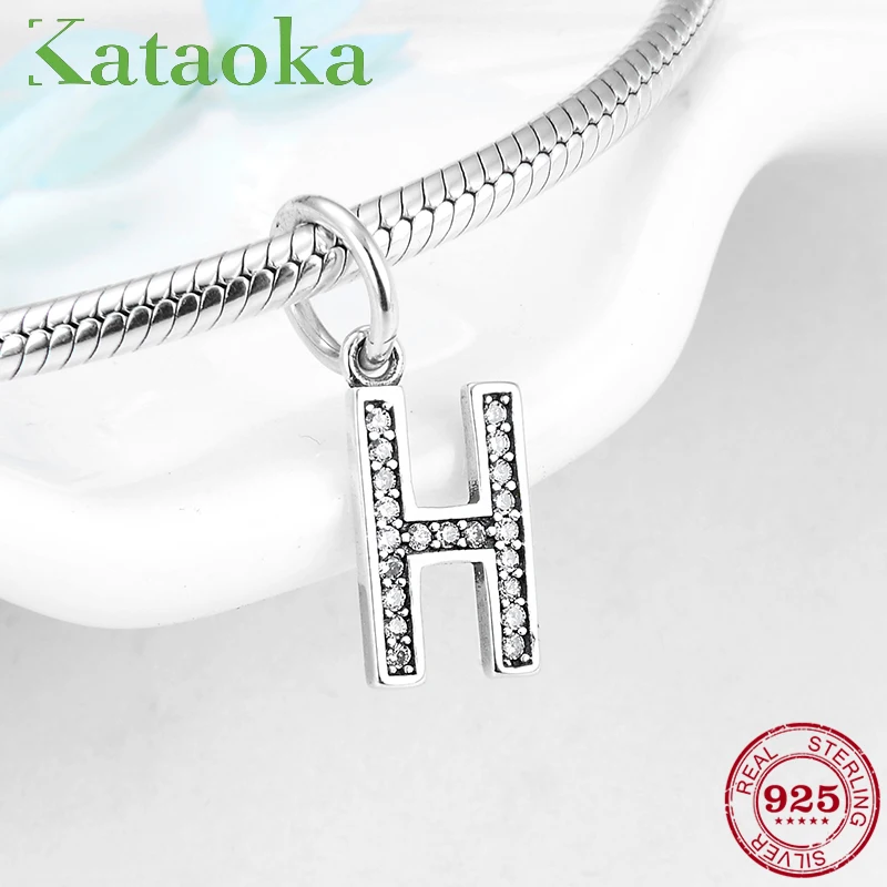 Fashion New 925 Sterling Silver Alphabet Letter H beads Charms for Jewelry making fit Original Kataoka Bracelet Necklace | Украшения и