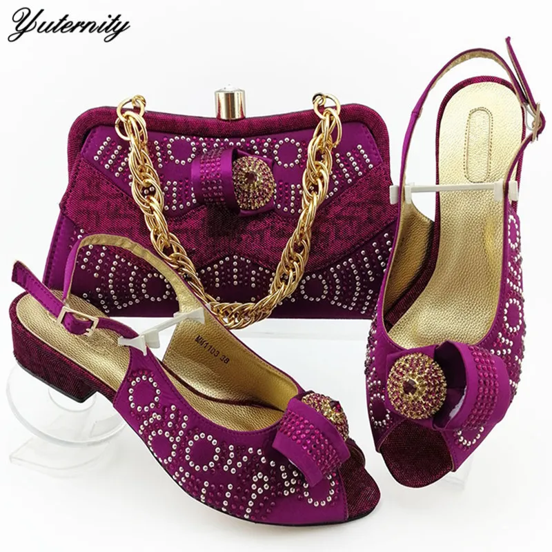 

African Elegant Woman Shoes With Matching Bags Set For Wedding Nigerian Summer Low Heels 4CM Shoes And Bag To Match For Party