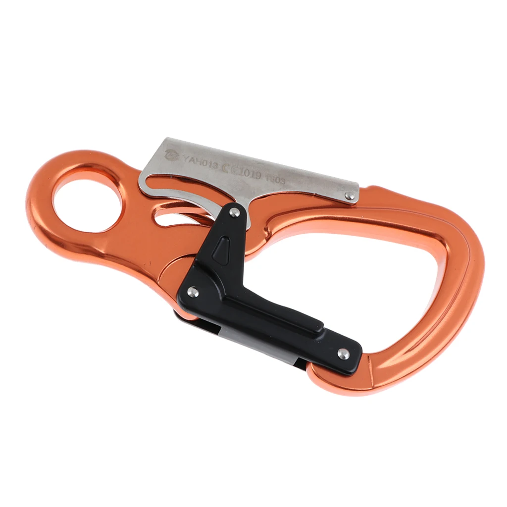 

Outdoor Rock Climbing Auto Locking Carabiner Clip 25KN Double Action Buckle with Eyelet Rappelling Mountaineering
