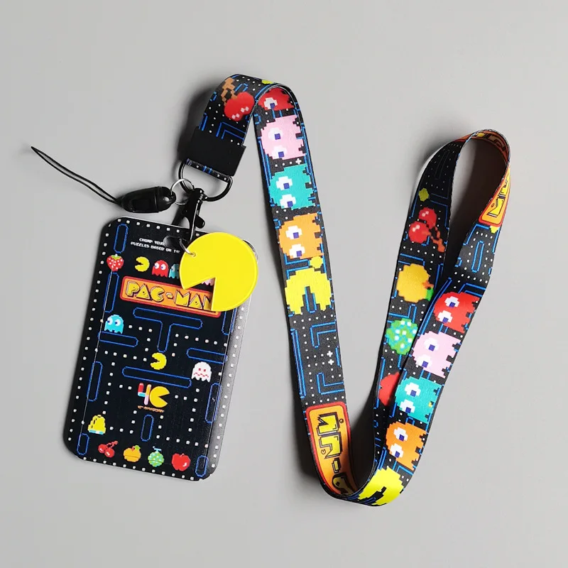 1 Set Game Cartoon Bean Keychain Tags Strap Neck Lanyard for Key ID Card Pass Gym Phone USB Badge Holder DIY Hang Rope