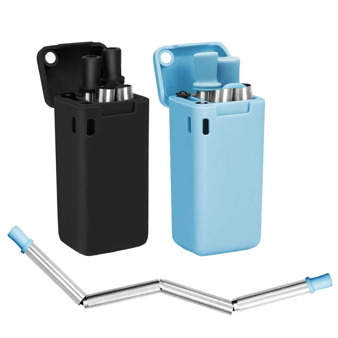 Складная соломинка из нержавеющей стали, складная соломинка, Пищевая силиконовая соломинка, Экологически чистая Портативная Складная соломинка, набор