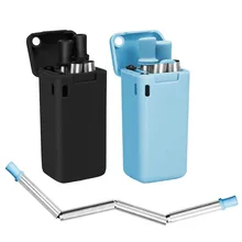 Складная соломинка из нержавеющей стали, складная соломинка, Пищевая силиконовая соломинка, Экологически чистая Портативная Складная соломинка, набор