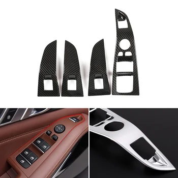 

4pcs Carbon Fiber Texture Car Interior Window Lift Switch Button Frame Cover Trim For BMW X5 G05 2019