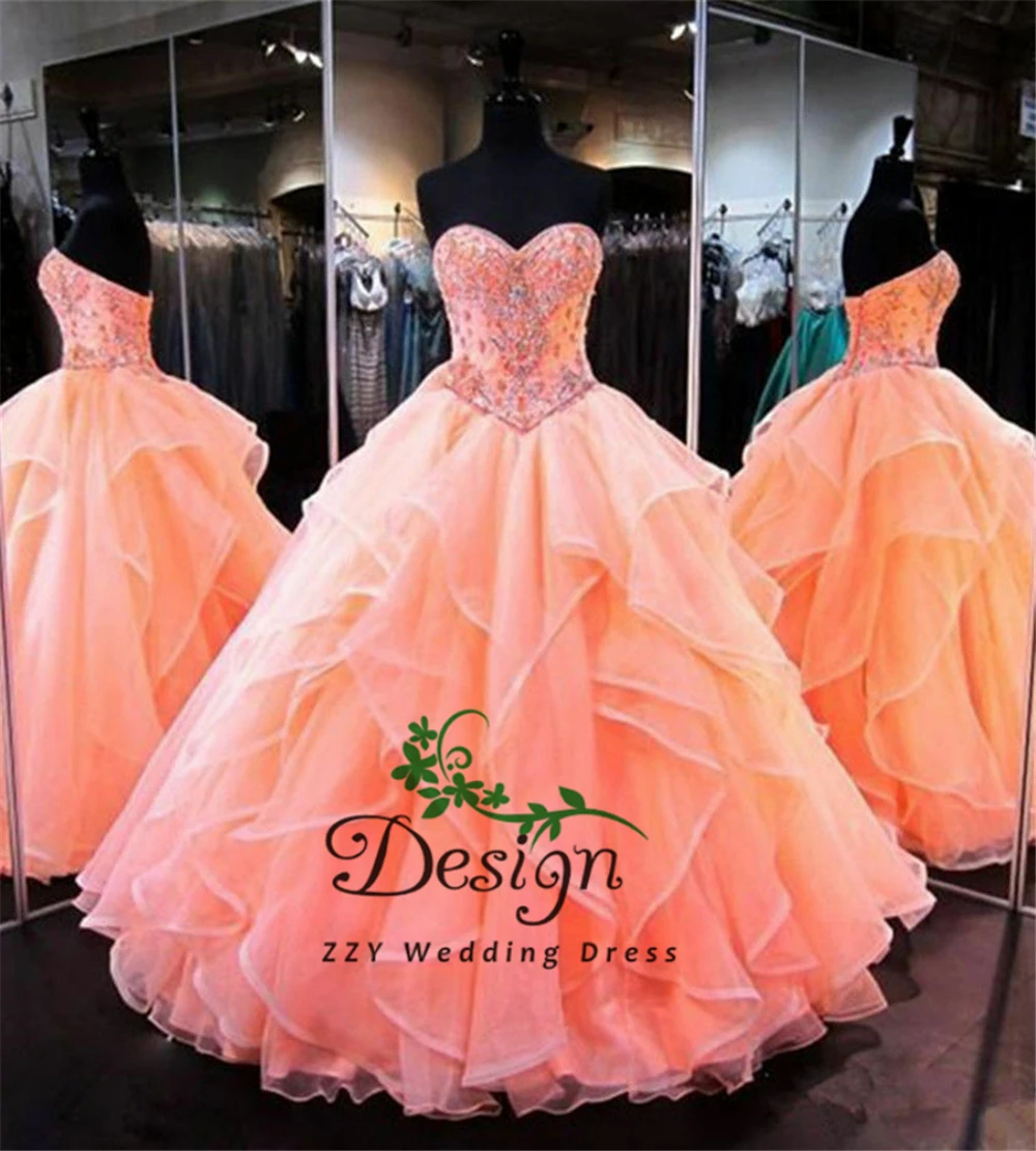 Vestidos De 15 Anos Quinceanera Милая отделка по горловине кристаллами многослойное нарядное бальное платье для процессии пышные платья
