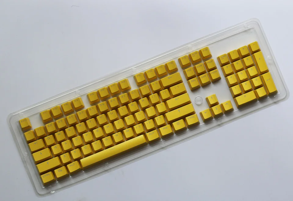 PBT 104-87-84 клавишные колпачки с двойной подсветкой для Cherry MX механическая клавиатура желтого цвета