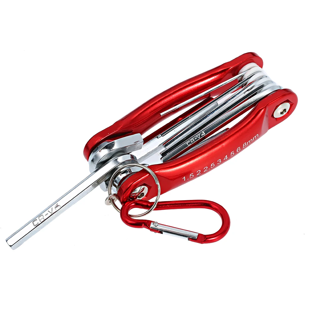 

Portable Folding Key Hex Wrench Set Metal Metric Inner Hexagon Spanner Allen Wrench Set with Carabiner 8Pcs/Lot