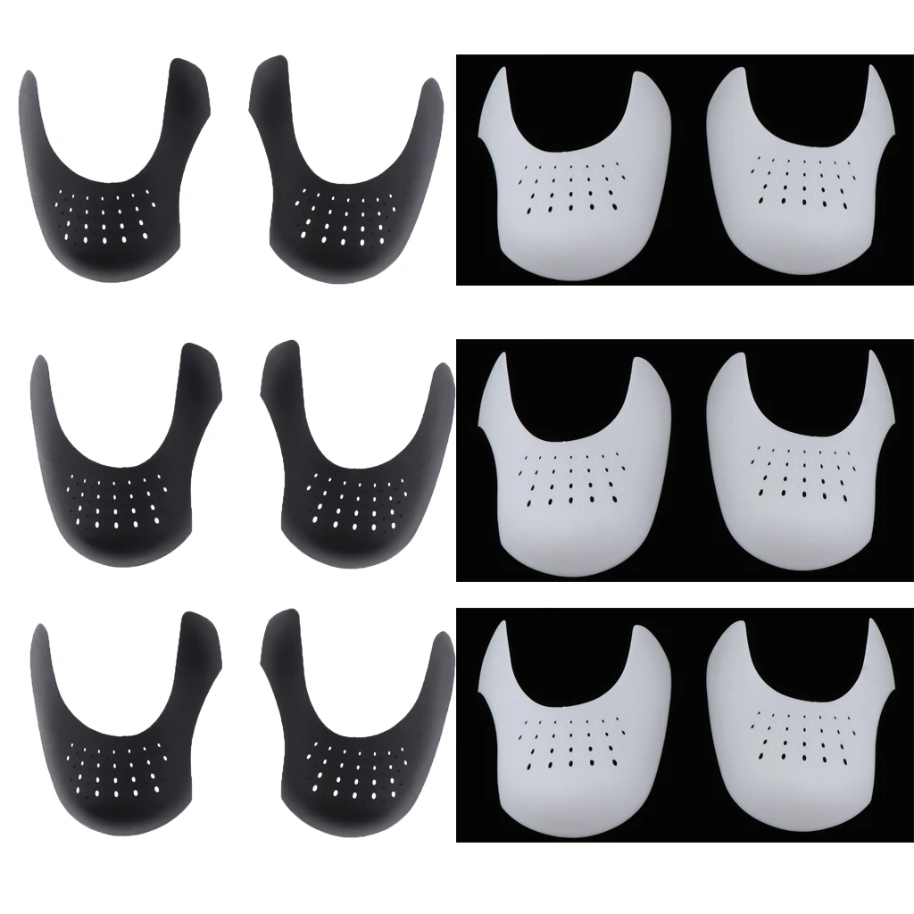 

Set of 6 Pairs Shoe Shields Sneakers Protector Anti Crease Shoe Head Toe Protection White Black