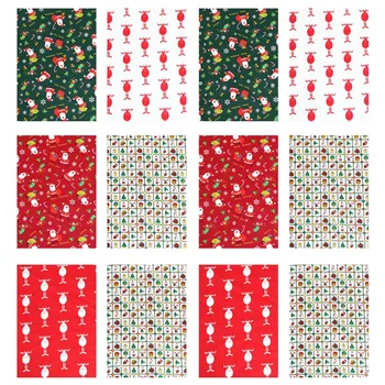 

12Pcs Christmas Fabric Sheet Patchwork Cloth DIY Printing Fabric Cloth Material