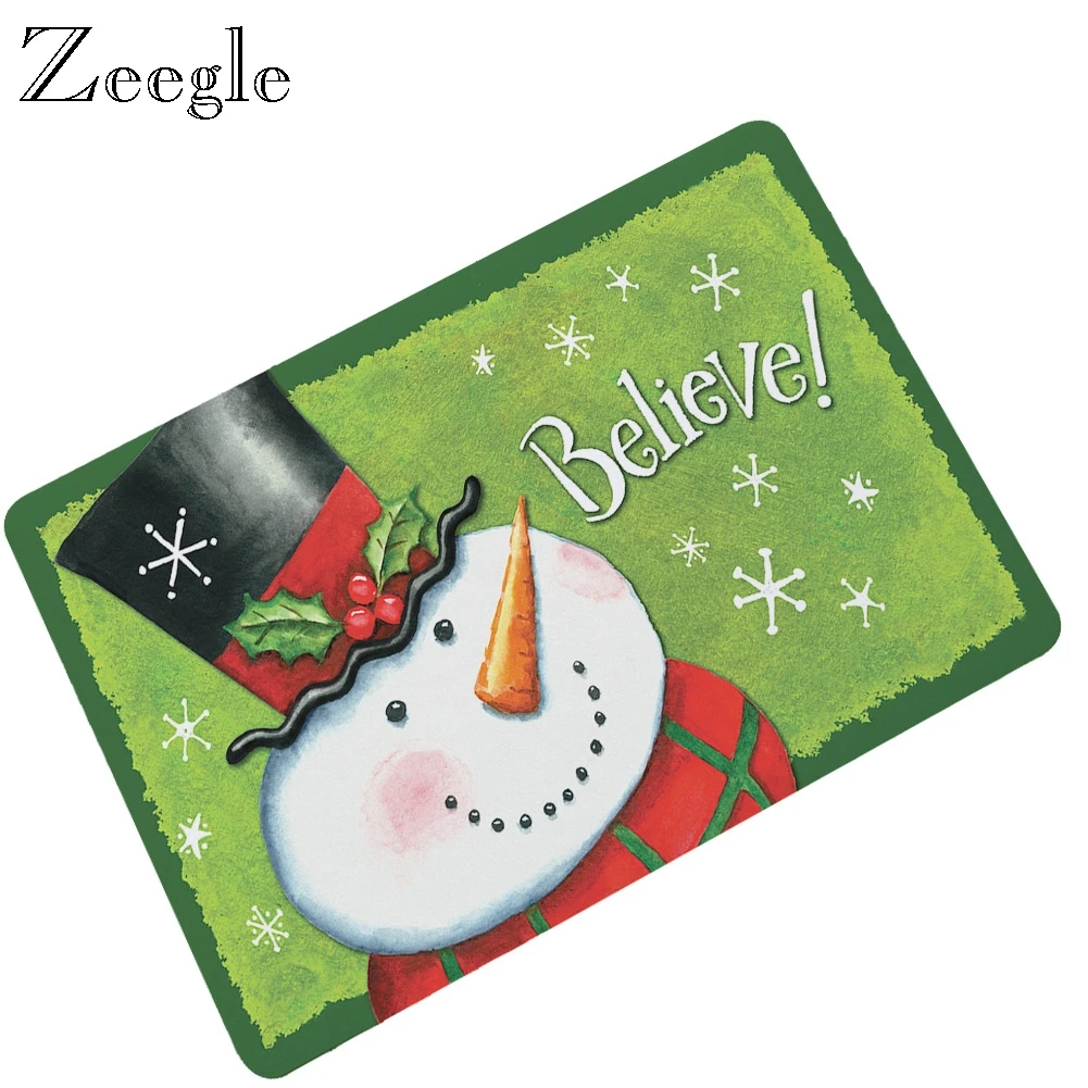 Zeegle Christmas Floor Mat Doormat Anti Slip Bathroom Doormat Shower Mat Waterproof Outdoor Doormat Hallway Carpet Soft Door Mat