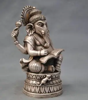 

Buddhist statue Bronze silver from China | Elephant Ganesha, god of wealth
