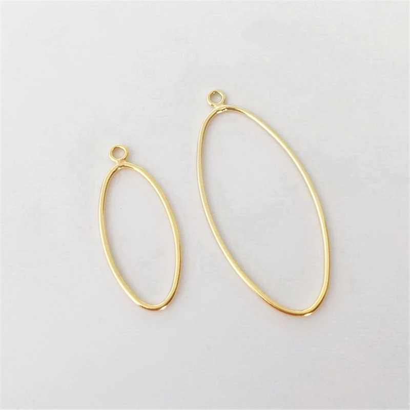 14K Gold Filled Oval Charm with Ring 20MM/30MM Gold Pendant for Jewelry Making DIY Necklace Earring Jewelry Findings Accessories