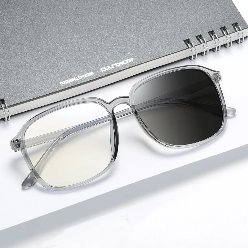 

New Large TR90 Transition Eyeglassses Anti-blue Photochromic Eyewear Computer Nearsight Glasses Ultralight Frame