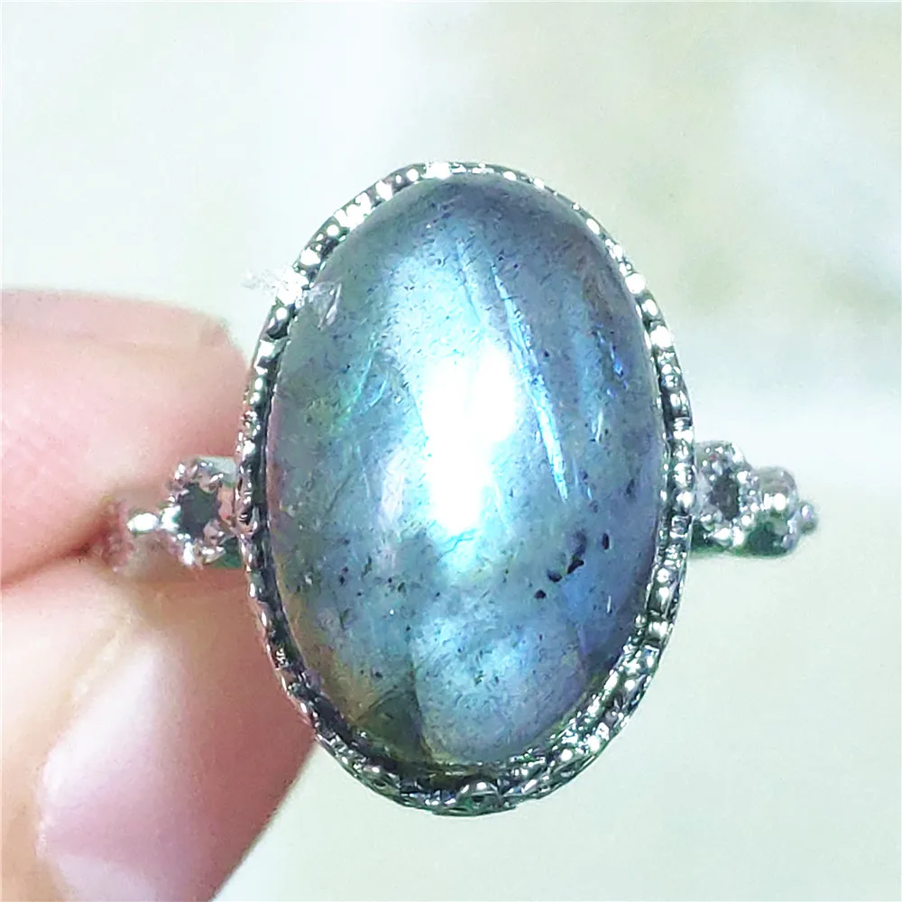 name necklace Genuine Natural Labradorite Blue Light Adjustable Ring 925 Sterling Silver Labradorite Oval Resizable Ring Jewelry AAAAAA gold necklace design