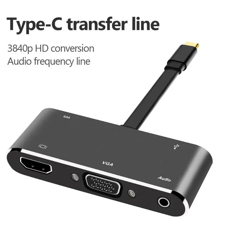 5 в 1 USB C к HDMI адаптер тип-c к 4K HDMI/VGA/Аудио/USB 3,0 порт+ USB C порт(PD) конвертер для ноутбука Macbook Zend переключатель