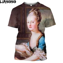 LIASOSO Camiseta con estampado de Marie y Antonieta para hombre, camisa con estampado de insignia de Leon, manga corta, Harajuku, con bandera del ejército francés