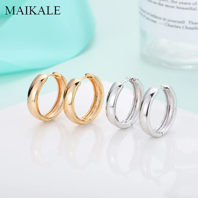 Женские простые серьги-кольца MAIKALE, круглые металлические круглые серьги из меди, модные аксессуары, ювелирные изделия для подарка