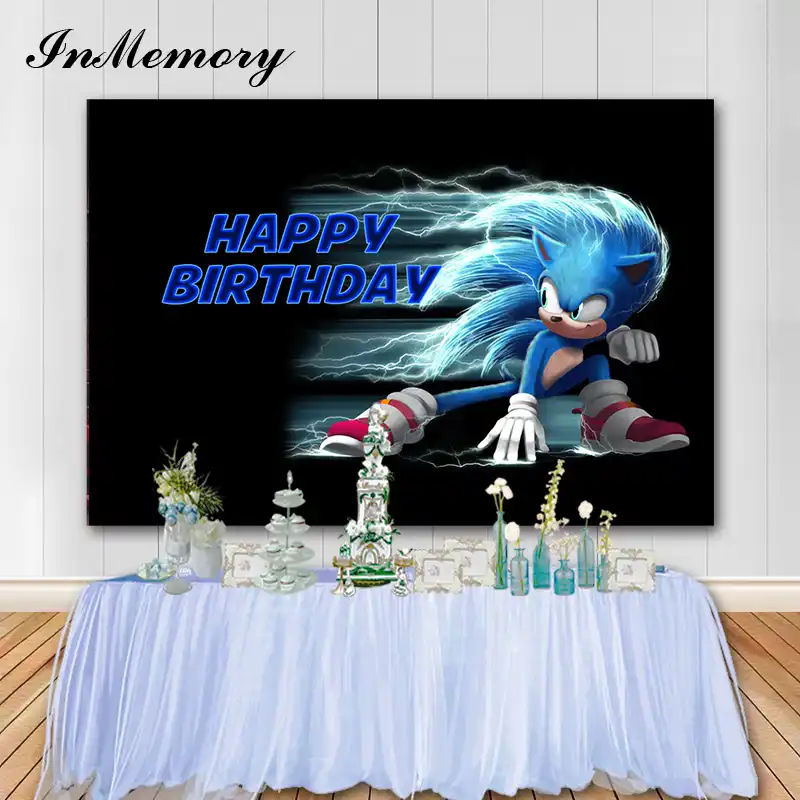 Inmemory Dessin Anime Garcon Fete D Anniversaire Fond Photographie Sonic Kid S 1st Anniversaire Theme Arriere Plans Photo Stand Accessoires 7x5ft Aliexpress