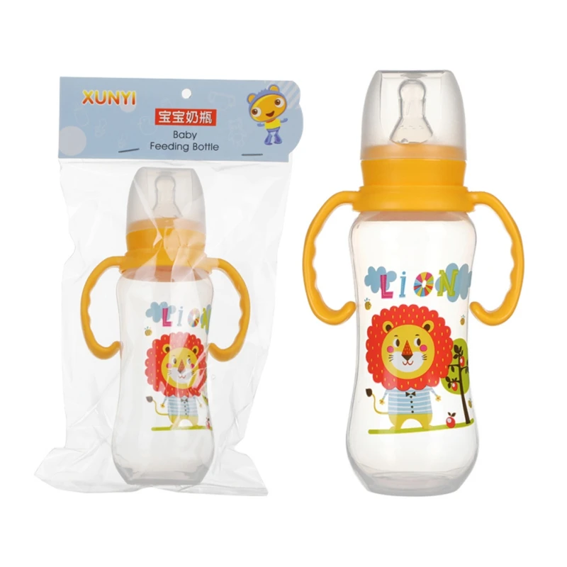 240ML 240 мл детские бутылочки, силиконовые бутылочки для кормления молока, Подарочная детская бутылка для питьевой воды с ручкой, детская чашка - Цвет: 240ML