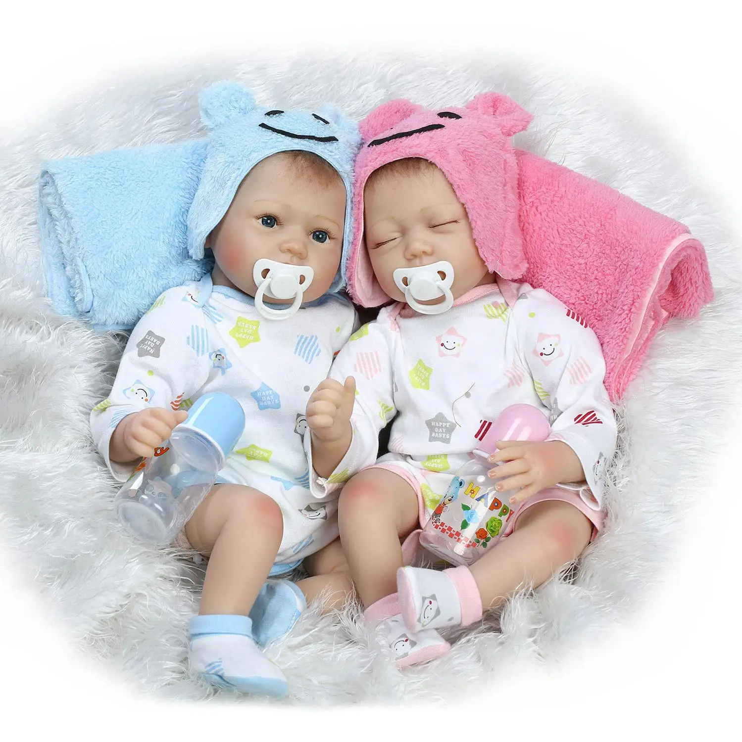 

The New 55cm Brother And Sister Rebron Doll Silicon Simulation Rebirth Baby Doll For Kid Gift For Birthday Festival