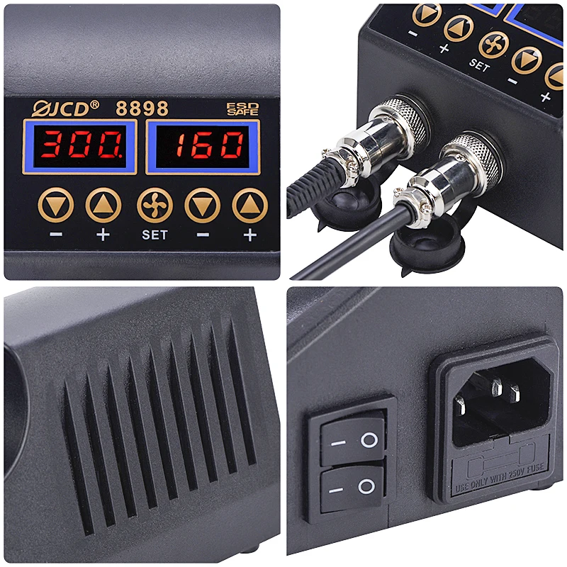 2 in 1 750W hot air gun LCD Digital display welding rework station for cell-phone BGA SMD PCB IC Repair solder iron hairdry 8898 4