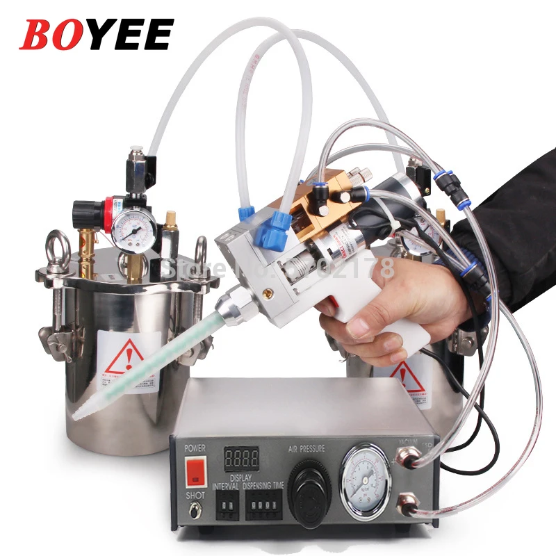 BY-125AB Automatic AB liquid glue dispensing machine with epoxy resin  two-component glue gun 15 25 50ml b 7000 glue diy jewelry point drilling soft mobile phone screen repair with precision applicator epoxy resin adhesive