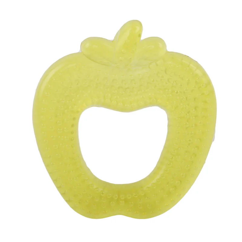Yellow apple Детский силиконовый безопасный Прорезыватель для зубов, креативный ладонь, яблоко, наполненный водой, Милые силиконовые бусины, Прорезыватель для зубов, игрушки для прорезывания зубов, безопасный подарок - Цвет: Yellow apple