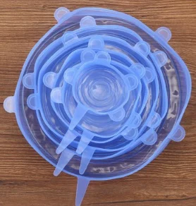 Синий 6 Pcs Silicone Stretch Lids Reusable Airtight Food Wrap Covers Keeping Fresh Seal Bowl Stretchy Wrap Cover Kitchen Cookware - Цвет: Синий