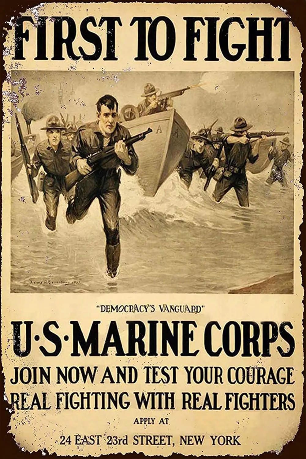 

Jesiceny new tin logo U.S. Marine Corps first battle retro appearance aluminum metal sign 20.32 x 30.48 cm