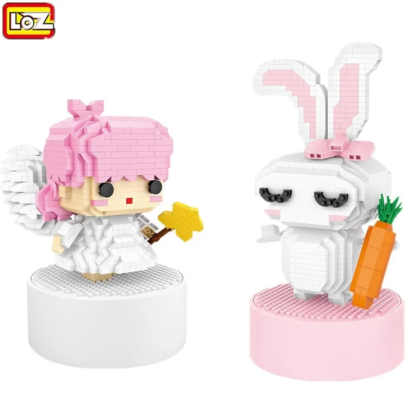 

LOZ Blocks Juguetes Music Box Mini Angel Rabbit Assembly Model Educational Girls Birthday Xmas Gifts Blocks Toys For Kids Adults