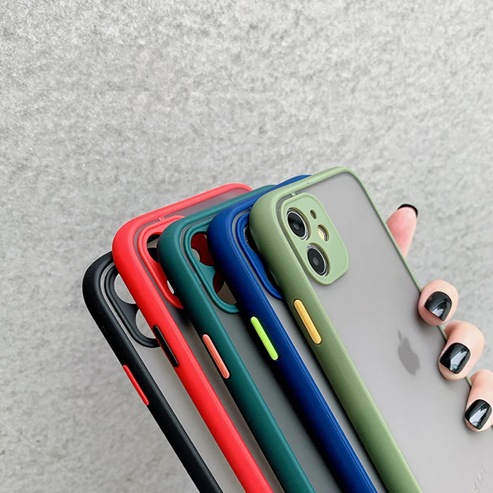

Silicone Solid Color Phone Case Matte Shockproof Hard Fashion Cover Transparent for Iphone 11 Pro Max X XR XS 6 7 8 Plus Moskado