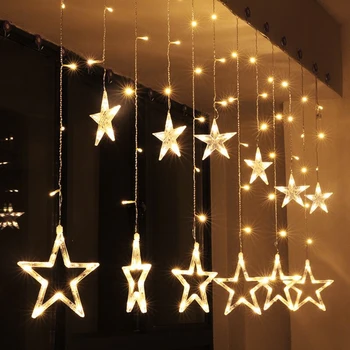 

2.5M Christmas Fairy Lights LED Star String Lamp Curtain Light Garland Window Indoor Tree Decoration Halloween Wedding Light
