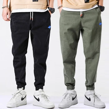 

Korean Style Fashion Men Jeans Loose Fit Casual Leisure Cargo Pants Harem Trousers Streetwear Spliced Hip Hop Jeans Men Joggers