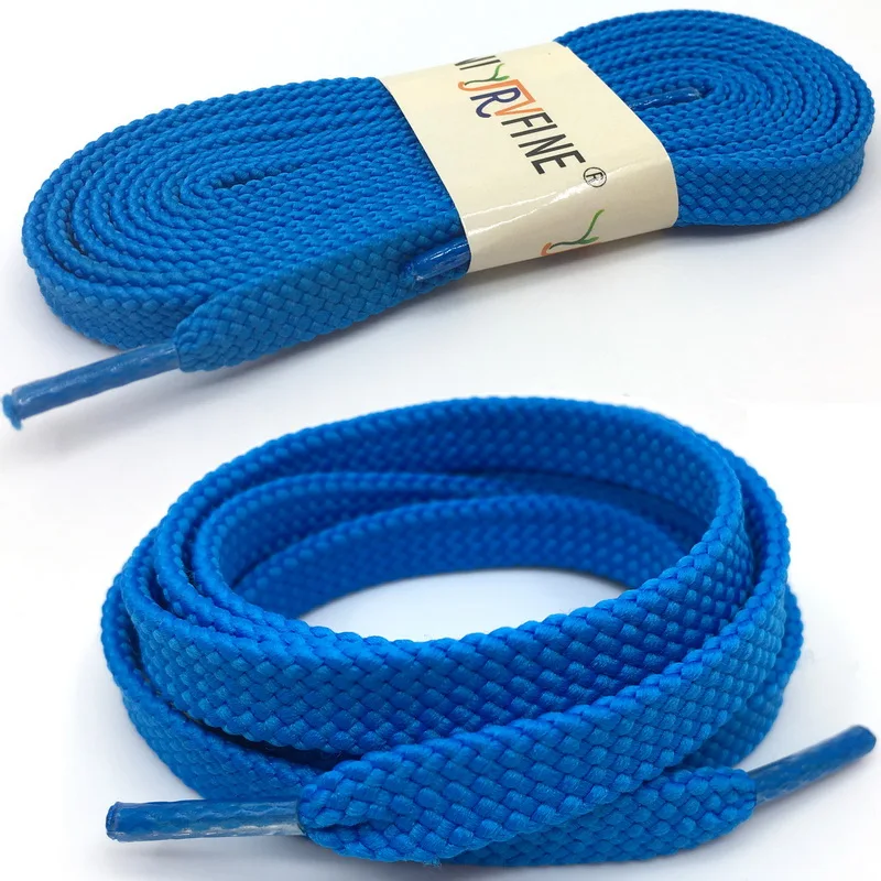 19 Bright Blue YJRVFINE/брендовые высококачественные шнурки из полиэстера на плоской подошве для мужчин и женщин; повседневная обувь; цветные шнурки для обуви; 1 пара; - Цвет: 19 Bright Blue