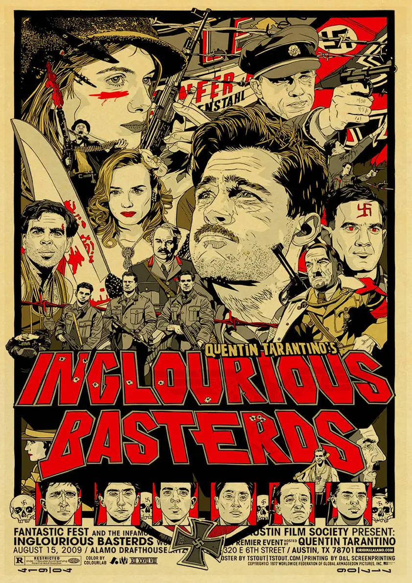 E163 Quentin Tarantino Movie Kill Bill Inglourious Basterds The Hateful Eight Poster High Quality Kraft Paper Home Room Decor - Цвет: E163