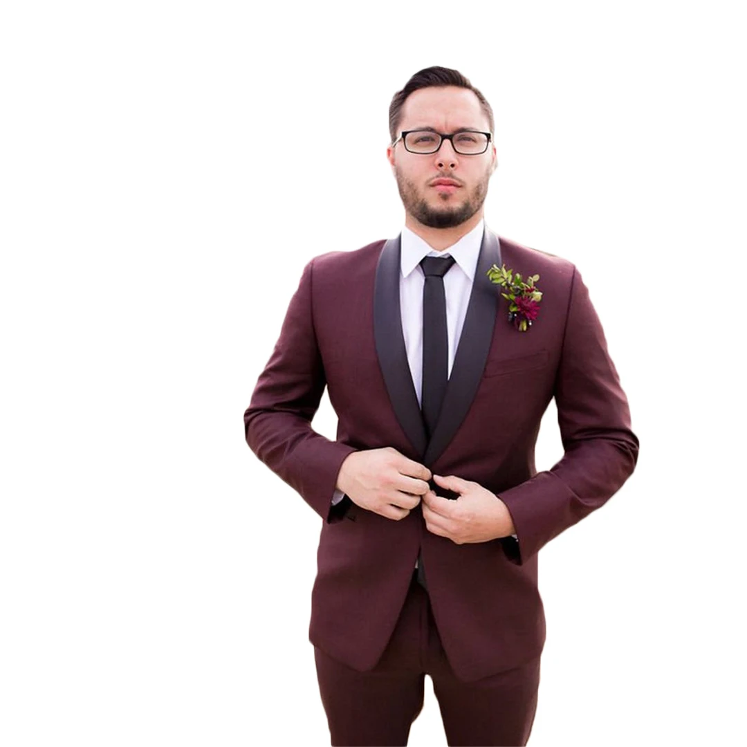 Classic Handsome Mens Suits Shawl Lapel 2 Pieces One Button Formal Party Vintage Grooms Made Tuxedos Blazer