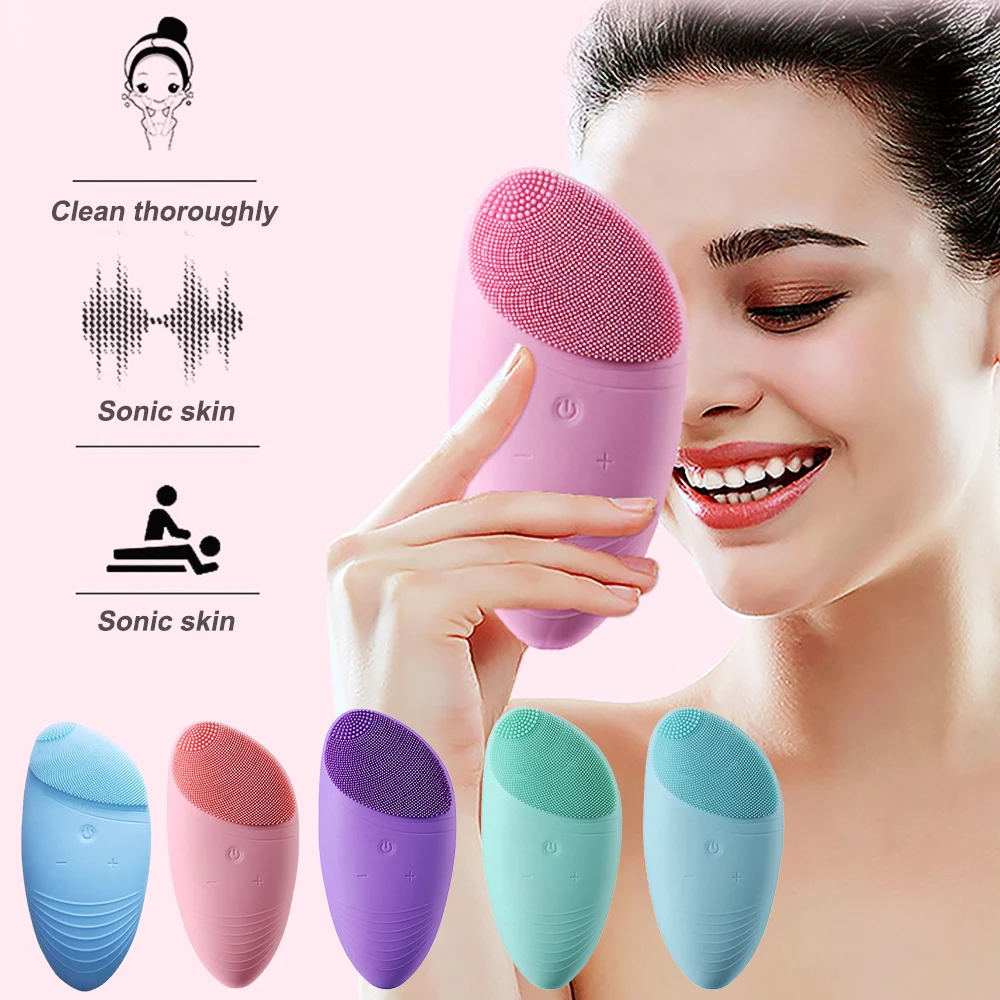 

Silicone Cleansing Instrument Waterproof Facial Cleaning Instrument Heating Facial Cleaner Electric Face Cleaner