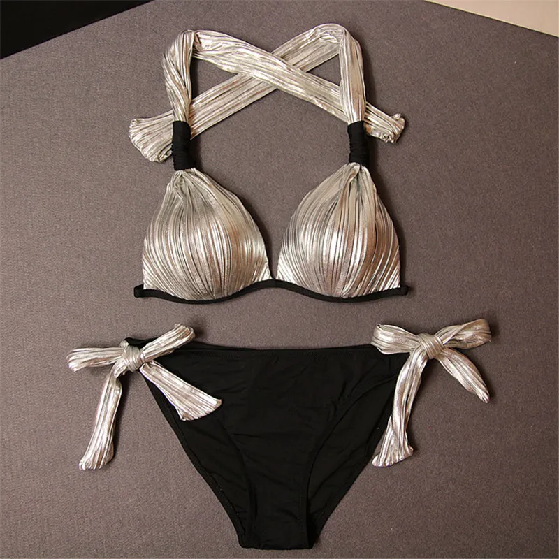 

Women Seperate Bikini Set Swimsuit Swimwear Sexy Bandage Halter Push Up Bath Suit Spa Clothing Swim Wear Plavky Tankini Biquini